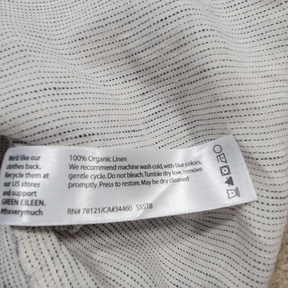 Eileen Fisher M Linen Striped Zip Top Roll Tab Sleeve Blouse - Picture 11 of 11